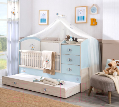 Детская кровать-трансформер Cilek Baby Boy / 20.43.1015.00 (с выдвижным спальным местом)