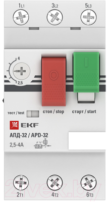 Автоматический выключатель пуска двигателя EKF PROxima apd2-2.5-4.0