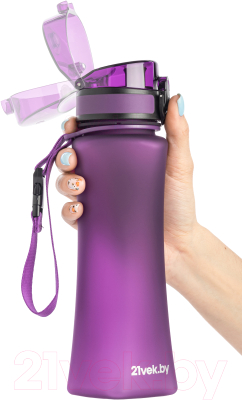 Бутылка для воды 21vek One Touch Matte / 6008 (500мл, фиолетовый)