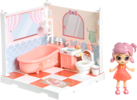 Комплект аксессуаров для кукольного домика Bondibon Кукольный уголок и куколка Oly. Ванная комната / ВВ4495 - 