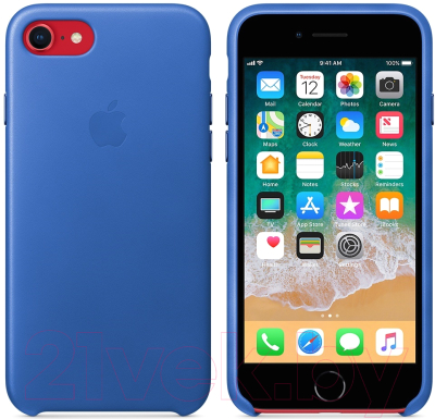 Чехол-накладка Apple Leather Case для iPhone X Electric Blue / MRGG2