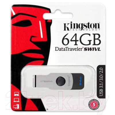 Usb flash накопитель Kingston Data Traveler SWIVL USB3.0 64Gb (DTSWIVL/64GB)