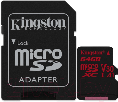 Карта памяти Kingston Canvas React microSDXC (Class 10) 64Gb UHS-I U3 V3 (SDCR/64GB)