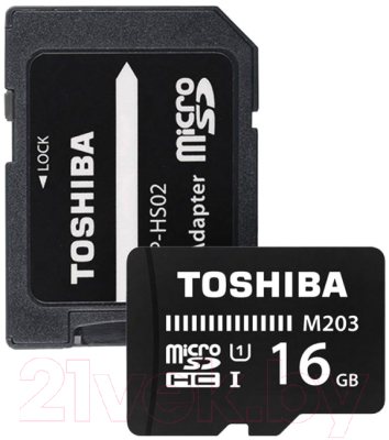 Карта памяти Toshiba Exceria M203 microSDHC 16GB с адаптером (THN-M203K0160EA)