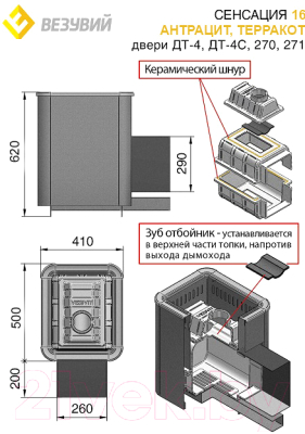 Печь-каменка Везувий Сенсация 16 Антрацит (ДТ-4С)