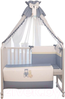 Бортик в кроватку Polini Kids Плюшевые мишки 7 (120x60, голубой)