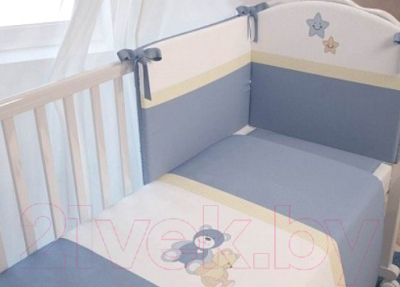Бортик в кроватку Polini Kids Плюшевые мишки 7 (120x60, голубой)