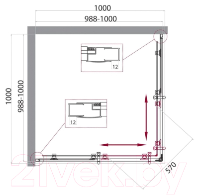 Душевой уголок BelBagno UNO-195-A-2-100-C-Cr