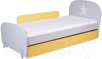 Односпальная кровать Polini Kids Mirum 1915 c ящиком (серый/желтый)