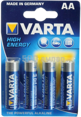 

Комплект батареек Varta, High Energy 4 AA 1.5V LR6 / 04906113414