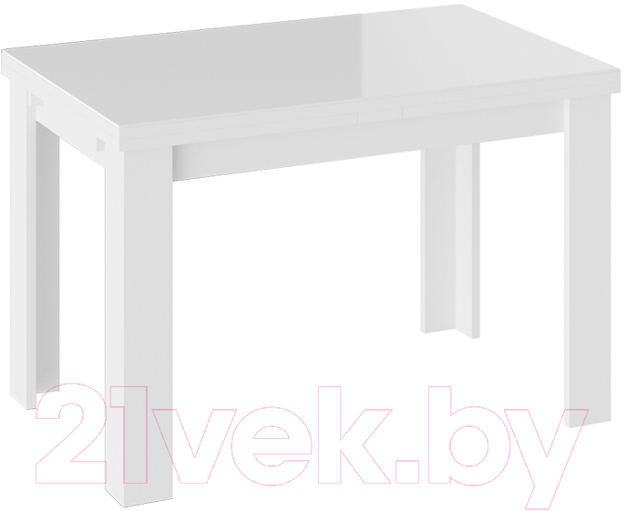 Обеденный стол ТриЯ Норман тип 1 (белый/стекло белый глянец)