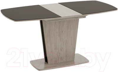 Обеденный стол ТриЯ Честер тип 2 раздвижной (дуб сонома трюфель/стекло коричневое глянец)