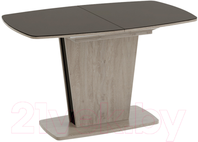 Обеденный стол ТриЯ Честер тип 2 раздвижной (дуб сонома трюфель/стекло коричневое глянец)