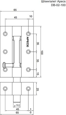 Шпингалет торцевой Apecs DB-02-100-CR