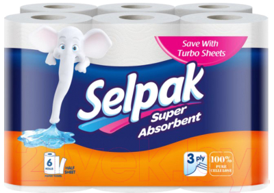 Бумажные полотенца Selpak 3х слойная (6рул)