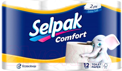 Туалетная бумага Selpak Comfort 2х слойная (12рул)