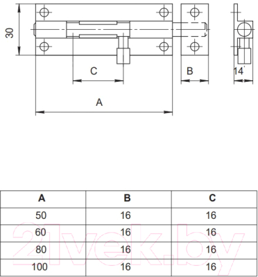 Шпингалет торцевой Apecs DB-05-60-W (белый)