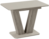 Обеденный стол ТриЯ Чинзано тип 1 раздвижной (дуб сонома трюфель/стекло бежевое матовое) - 
