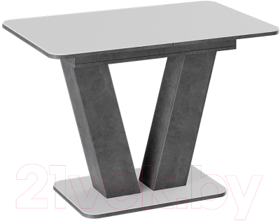 Обеденный стол ТриЯ Чинзано тип 1 раздвижной (моод темный/стекло белое матовое)