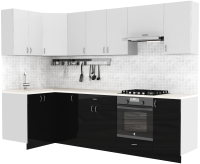 Готовая кухня S-Company Клео глосc 1.2x2.8 левая (черный глянец/белый глянец) - 
