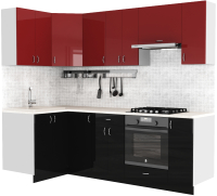 Готовая кухня S-Company Клео глоcс 1.2x2.4 левая (черный глянец/бургундский глянец) - 