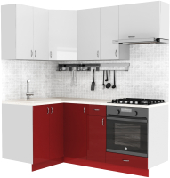 Кухонный гарнитур S-Company Клео глоcс 1.2x1.9 левая (бургундский глянец/белый глянец) - 