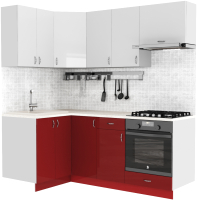Кухонный гарнитур S-Company Клео глоcс 1.2x2.0 левая (бургундский глянец/белый глянец) - 
