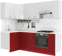Кухонный гарнитур S-Company Клео глоcс 1.2x2.4 левая (бургундский глянец/белый глянец) - 