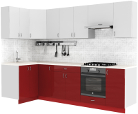 Кухонный гарнитур S-Company Клео глосc 1.2x2.8 левая (бургундский глянец/белый глянец) - 