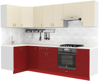 Кухонный гарнитур S-Company Клео глосc 1.2x2.8 левая (бургундский глянец/ваниль глянец) - 