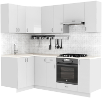 Готовая кухня S-Company Клео глосc 1.2x2.2 левая (белый глянец/белый глянец) - 