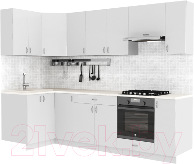 Готовая кухня S-Company Клео глосc 1.2x2.7 левая (белый глянец/белый глянец)