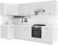 Готовая кухня S-Company Клео глосc 1.2x3.0 левая (белый глянец/белый глянец) - 