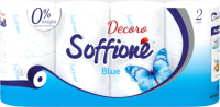 

Туалетная бумага Soffione, Decoro голубая 2х слойная