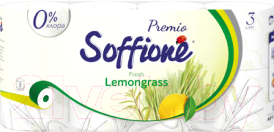 

Туалетная бумага Soffione, Белый;с цветным рисунком, Premio Fresh Lemongrass зеленая 3х слойная