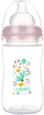 

Бутылочка для кормления Baboo, Прозрачный;розовый, Flora / 3-104