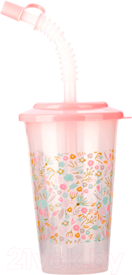 

Поильник Baboo, Розовый, Flora 8-105 с трубочкой