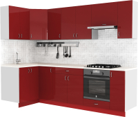 Кухонный гарнитур S-Company Клео глосc 1.2x2.7 левая (бургундский глянец/бургундский глянец) - 