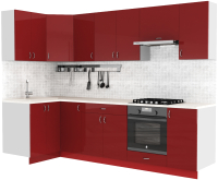 Кухонный гарнитур S-Company Клео глосc 1.2x2.8 левая (бургундский глянец/бургундский глянец) - 