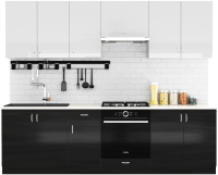 Кухонный гарнитур S-Company Клео глосс 2.6 (черный глянец/белый глянец) - 