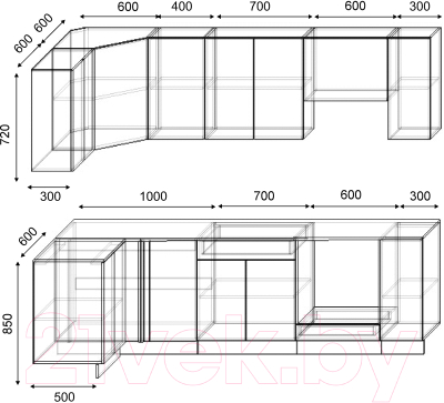 Кухонный гарнитур S-Company Клео глоcс 1.2x2.6 левая (черный глянец/красный глянец)