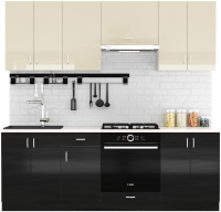 Кухонный гарнитур S-Company Клео глосс 2.2 (черный глянец/ваниль глянец) - 