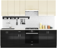 Кухонный гарнитур S-Company Клео глосс 2.5 (черный глянец/ваниль глянец) - 