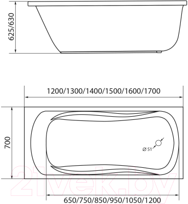 Купить Ванна акриловая 1Марка Classic 150x70 A в Слуцке