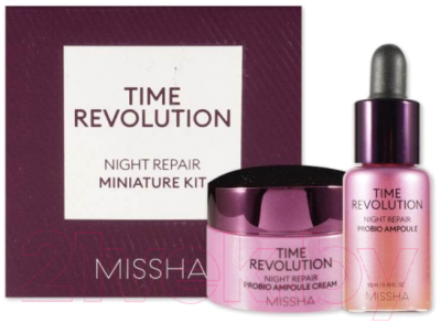 Набор косметики для лица Missha Time Revolution Night Repair Probio Miniature Kit Крем+Сыворотка (7мл+10мл)