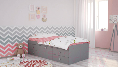Односпальная кровать Polini Kids Simple 3100 (серый)