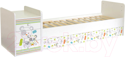 Детская кровать-трансформер Polini Kids Simple 1100 Панды (белый)