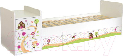 Детская кровать-трансформер Polini Kids Simple 1100 Пряничный домик (белый)