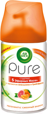 Сменный блок для освежителя воздуха Air Wick Pure 5 эфирных масел апельсин и грейпфрут (250мл)