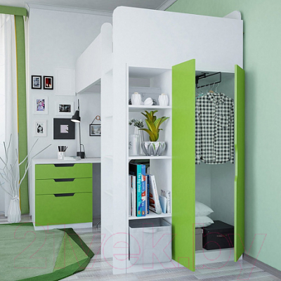 Двери шкафа для кровати-чердака Polini Kids Simple (лайм)